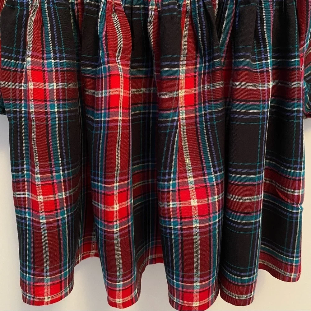 OshKosh B'gosh Toddler Girls Plaid Long Sleeve Shoulder Ruffle Dress Size 2T
